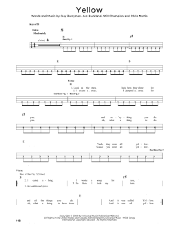 page one of Yellow (Easy Bass Tab)