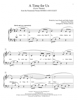 page one of A Time For Us (Love Theme) (Educational Piano)