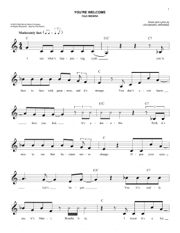 page one of You're Welcome (from Moana) (Easy Lead Sheet / Fake Book)