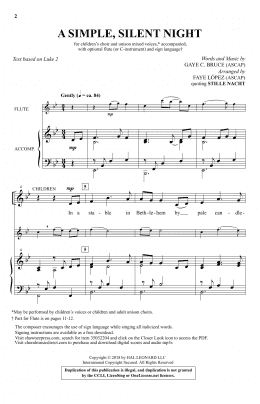 page one of A Simple, Silent Night (Unison Choir)