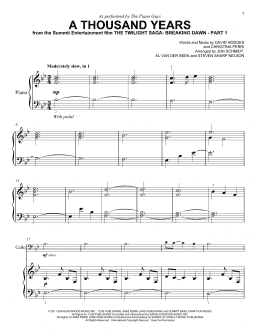 page one of A Thousand Years (Easy Piano)