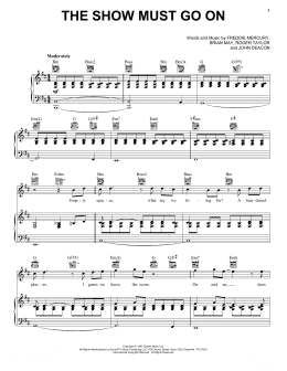 page one of The Show Must Go On (Piano, Vocal & Guitar Chords (Right-Hand Melody))