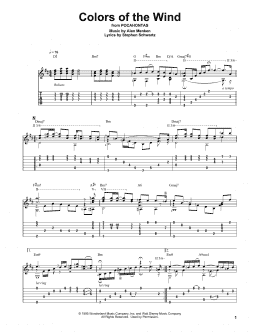 page one of Colors Of The Wind (from Pocahontas) (Solo Guitar)