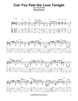 page one of Can You Feel The Love Tonight (from The Lion King) (Solo Guitar)