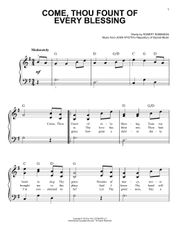 page one of Come, Thou Fount Of Every Blessing (Easy Piano)