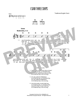 page one of I Saw Three Ships (Solo Guitar)