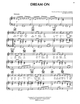 page one of Dream On (Piano, Vocal & Guitar Chords (Right-Hand Melody))