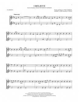 page one of I Believe (Clarinet Duet)