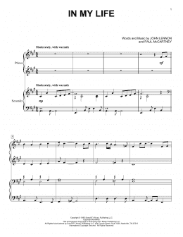 page one of In My Life (Piano Duet)