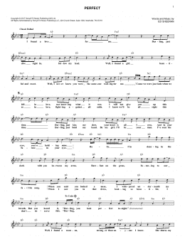 page one of Perfect (Lead Sheet / Fake Book)