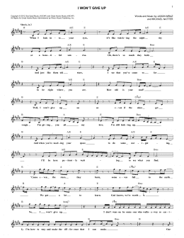 page one of I Won't Give Up (Lead Sheet / Fake Book)