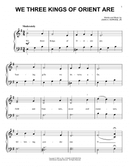 page one of We Three Kings Of Orient Are (Very Easy Piano)