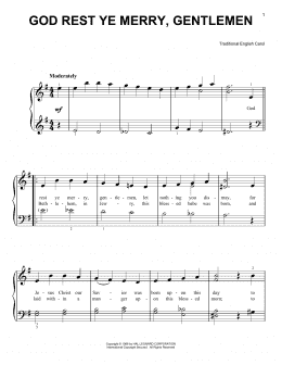 page one of God Rest Ye Merry, Gentlemen (Very Easy Piano)