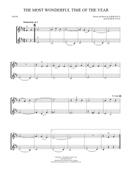 page one of The Most Wonderful Time Of The Year (Violin Duet)