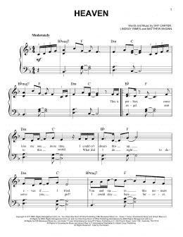 page one of Heaven (Easy Piano)