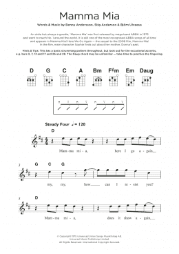 page one of Mamma Mia (from Mamma Mia! Here We Go Again) (Ukulele)