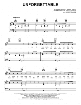 page one of Unforgettable (Piano, Vocal & Guitar Chords (Right-Hand Melody))