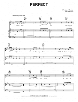 page one of Perfect (Piano, Vocal & Guitar Chords (Right-Hand Melody))