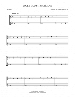 page one of Jolly Old St. Nicholas (Trumpet Duet)