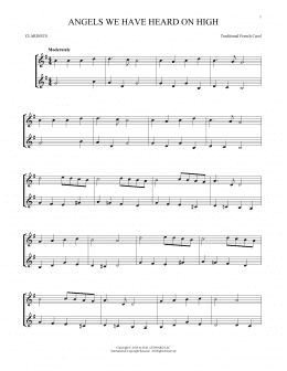 page one of Angels We Have Heard On High (Clarinet Duet)