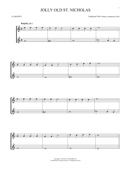 page one of Jolly Old St. Nicholas (Clarinet Duet)