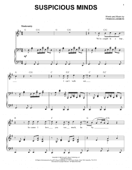 page one of Suspicious Minds (Piano & Vocal)