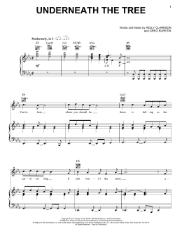 page one of Underneath The Tree (Piano, Vocal & Guitar Chords (Right-Hand Melody))