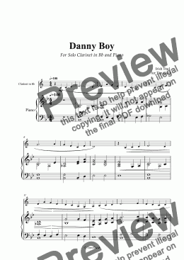 page one of Danny Boy for Solo Clarinet in Bb and Piano