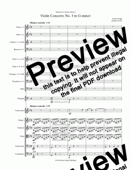 page one of Violin Concerto No 3 in G minor - Score and parts