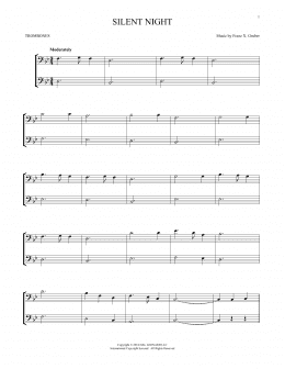 page one of Silent Night (Trombone Transcription)