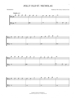 page one of Jolly Old St. Nicholas (Trombone Transcription)