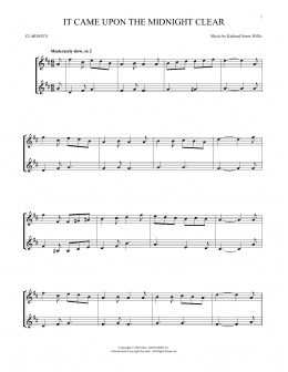 page one of It Came Upon The Midnight Clear (Clarinet Duet)