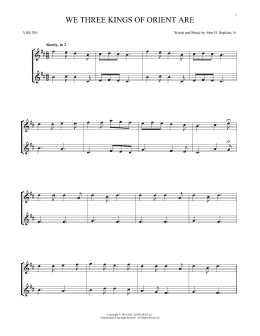 page one of We Three Kings Of Orient Are (Violin Duet)