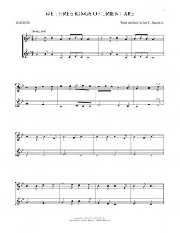 page one of We Three Kings Of Orient Are (Clarinet Duet)