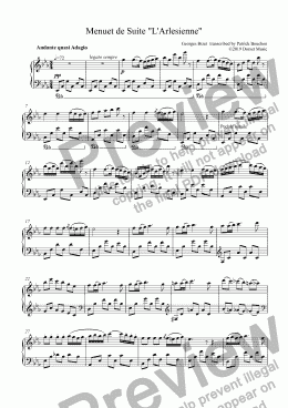 page one of Menuet de Suite "L'Arlesienne" (Piano Transcription)