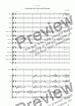 page one of Concertino for Cello and Orchestra