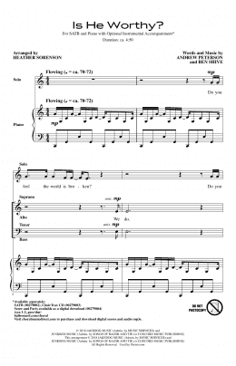 page one of Is He Worthy? (arr. Heather Sorenson) (SATB Choir)