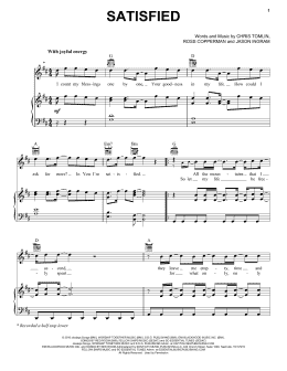 page one of Satisfied (Piano, Vocal & Guitar Chords (Right-Hand Melody))