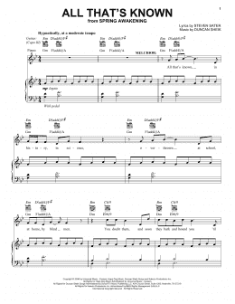 page one of All That's Known (Vocal Pro + Piano/Guitar)