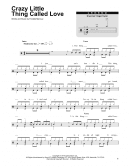 page one of Crazy Little Thing Called Love (Drums Transcription)