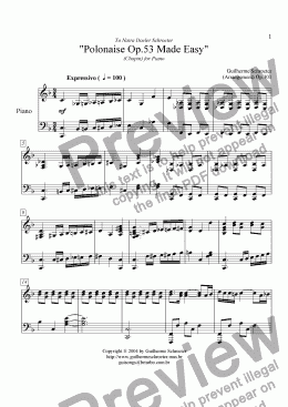 page one of Op.101 - Polonaise (Op.53 from F.Chopin - Made Easy) for Piano (F Major)