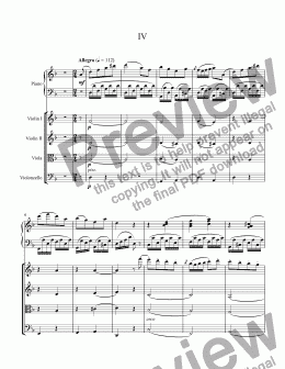 page one of Quintet No. 2 for Strings and Piano in D Minor (4th mvt)