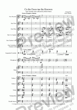 page one of Ca the Ewes tae the Knowes Trad. Scottish Tune collected by Robert Burns