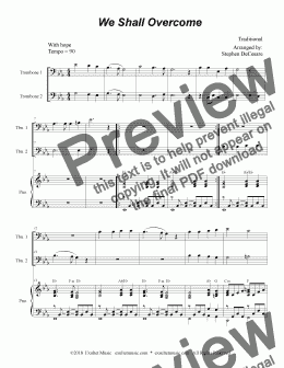 page one of We Shall Overcome (Trombone Duet)