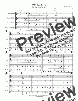 page one of Barnby - O Perfect Love (for Clarinet Quartet)