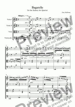 page one of Bagatelle for the String Quartet