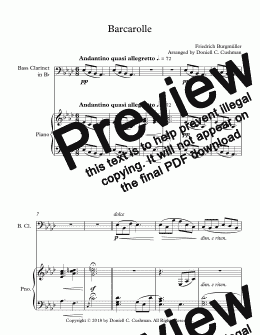 page one of Barcarolle - Bass Clarinet