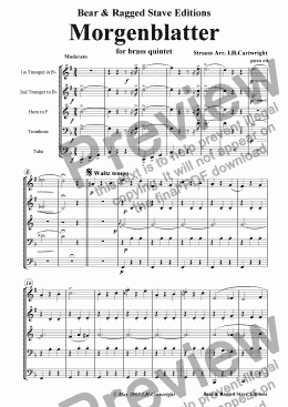 page one of Morgenblatter for Brass Quintet