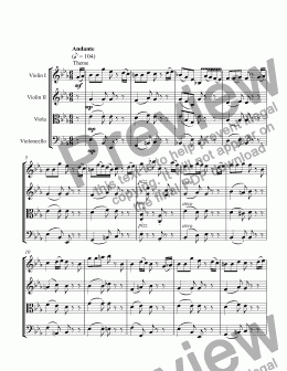 page one of String Quartet No. 2 in B-flat Major (2nd mvt)