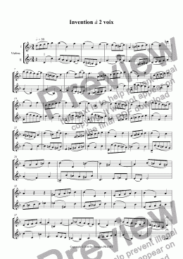 page one of Two Parts Invention for 2 violins in D minor